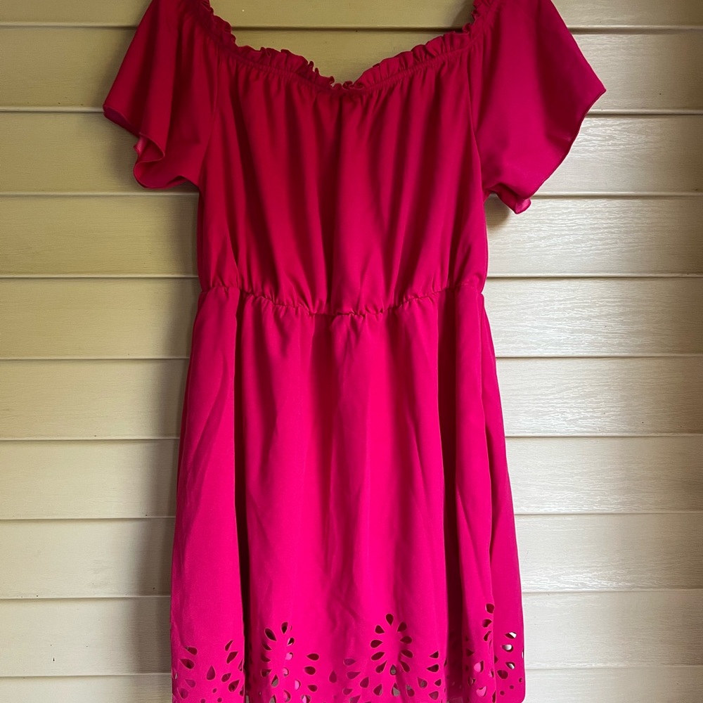 Vibrant Pink Off-Shoulder Dress Size 2XL